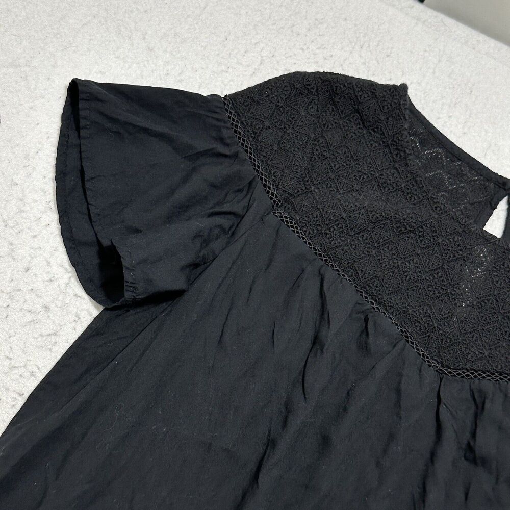 Old Navy Women's Medium Short Sleeve A-Line Dress Lace Embroidery Trim Black - Picture 5 of 12